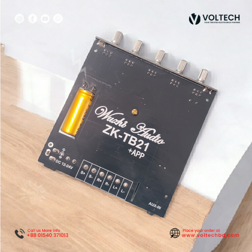 Wuzhi Audio ZK TB21 + App Hi-Fi 2.1 Bluetooth Amplifier (50W+50W Stereo + 100W Sub) – Voltech Electronics