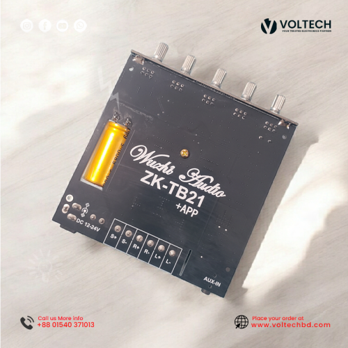 Wuzhi Audio ZK TB21 + App Hi-Fi 2.1 Bluetooth Amplifier (50W+50W Stereo + 100W Sub) – Voltech Electronics