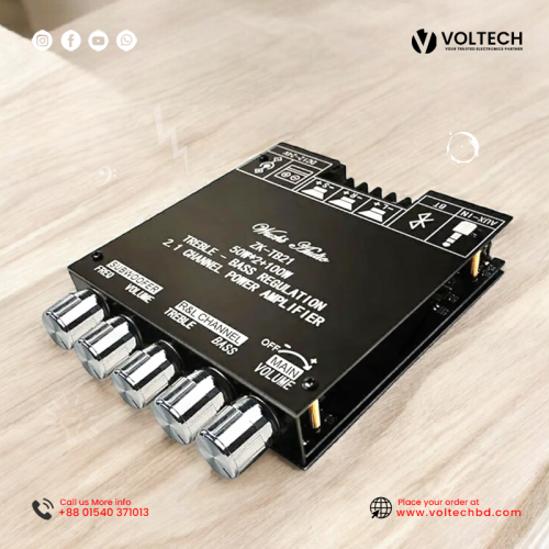 Wuzhi Audio ZK TB21 + App Hi-Fi 2.1 Bluetooth Amplifier (50W+50W Stereo + 100W Sub) – Voltech Electronics