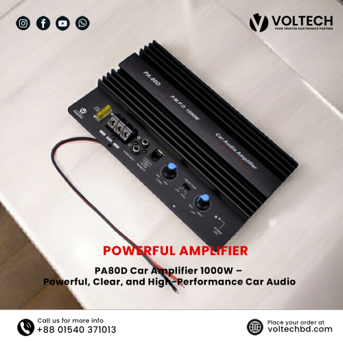 PA80D Car Amplifier 1000W – High Power Audio Performance | Voltech Electronics