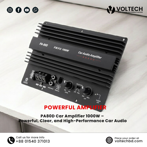 PA80D Car Amplifier 1000W – High Power Audio Performance | Voltech Electronics
