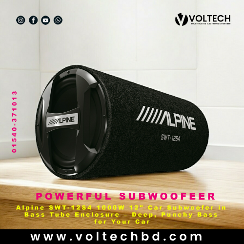 Alpine SWT-12S4 1000W 12&quot; Car Subwoofer in Bass Tube Enclosure – Deep, Punchy Bass for Your Car