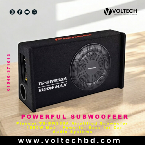 Pioneer TS-BW250A Amplified Subwoofer – 1000W Max | Powerful Bass for Car Audio Systems