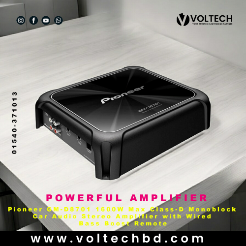 Pioneer GM-D8701 1600W Max Class-D Monoblock Car Audio Stereo Amplifier with Wired Bass Boost Remote