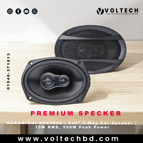NAKAMICHI NSE6958 | 6x9” 3-Way Car Speaker | 75W RMS, 500W Peak Power | Premium Car Audio Upgrade in Bangladesh