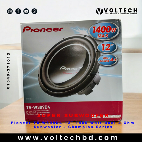Pioneer TS-W309D4 12&quot; 1400 Watt Dual 4 Ohm Subwoofer – Champion Series | Voltech Electronics