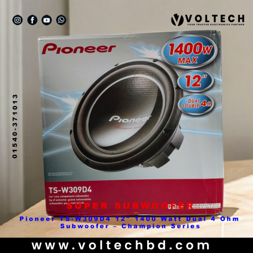 Pioneer TS-W309D4 12&quot; 1400 Watt Dual 4 Ohm Subwoofer – Champion Series | Voltech Electronics