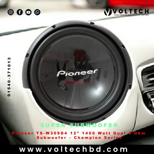 Pioneer TS-W309D4 12&quot; 1400 Watt Dual 4 Ohm Subwoofer – Champion Series | Voltech Electronics