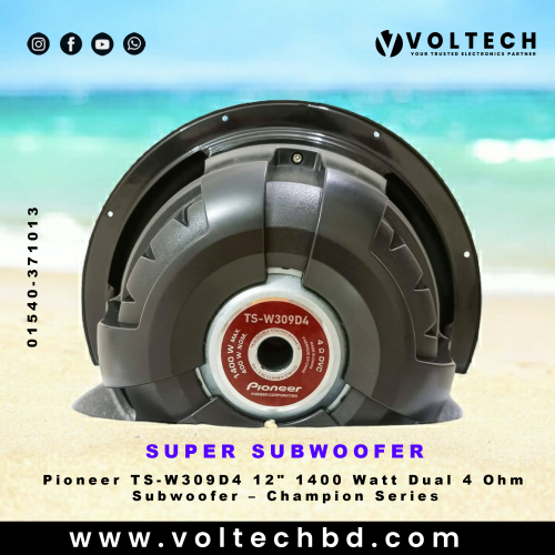 Pioneer TS-W309D4 12&quot; 1400 Watt Dual 4 Ohm Subwoofer – Champion Series | Voltech Electronics