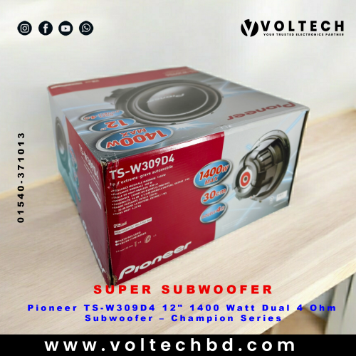 Pioneer TS-W309D4 12&quot; 1400 Watt Dual 4 Ohm Subwoofer – Champion Series | Voltech Electronics