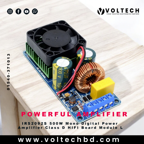 IRS2092S 500W Mono Digital Power Amplifier – Class D HiFi Power Board Module (L)
